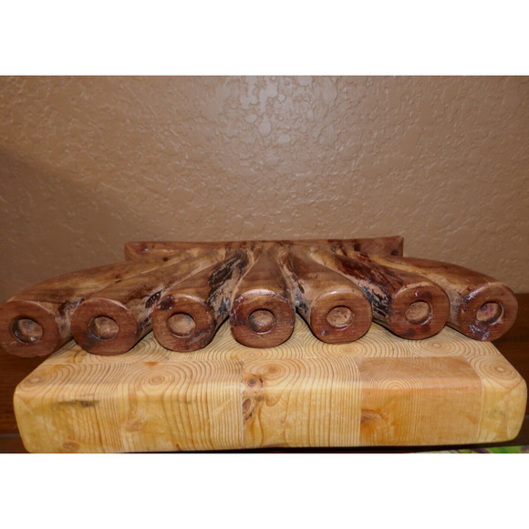Wood Hand Carved Kwanza Kinara 7 Branches Candle Holder - Picture 16 of 16